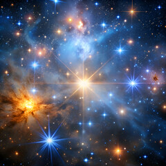 Obraz premium Cosmic Nebula. Vibrant Stars and Celestial Wonders of the Universe
