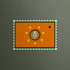 Post office stamp with the flag of The Cherokee Nation 3D Rendering