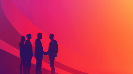 Dynamic Hiring Poster with Professional Silhouettes on Gradient Corporate Background