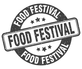 food festival stamp. food festival label. round grunge sign