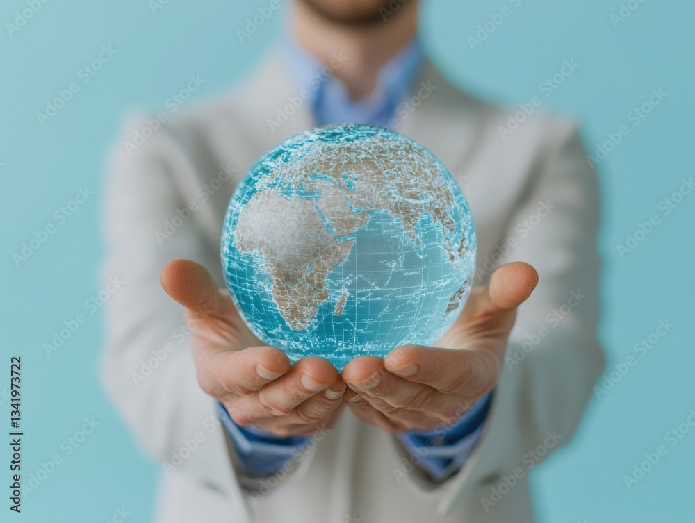 Poster augmented reality global business intelligence holographic earth network visualization for next-gen 