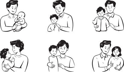 Hand drawn fathers day elements illustration