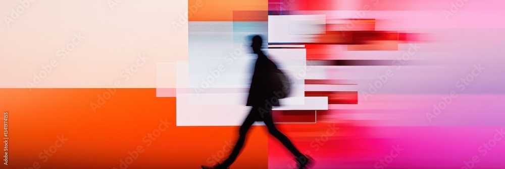 Poster kinetic digital wellness momentum-driven urban runner visualization in blurred motion - gen z perfor