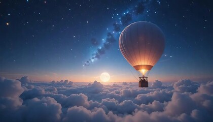 Dreamlike Balloon Ride Starry Sky