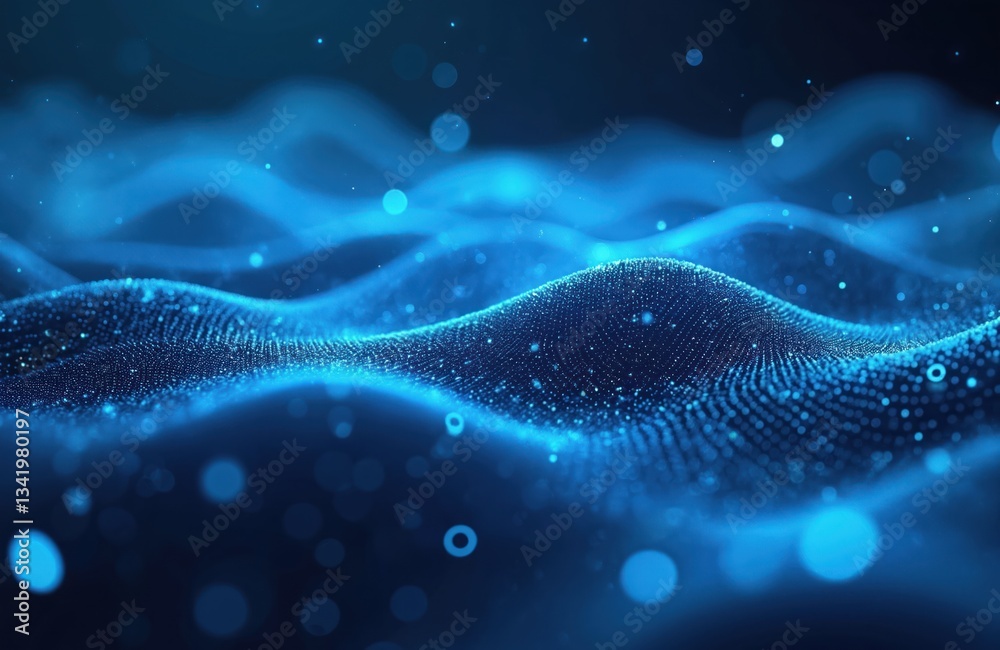 Aufkleber modern tech background with abstract blue science tech digital design. wavy illustration wallpaper f