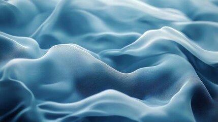 Blue Silk Fabric with Subtle Wave Pattern Texture