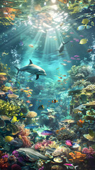 Fototapeta premium Dazzling Undersea Extravaganza: A Peek into The Vibrant Marine Life of US Coastal Waters