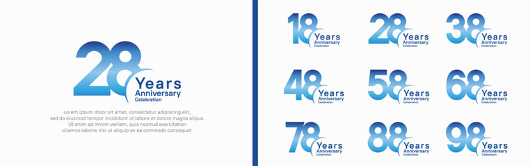 anniversary logotype set. vector design blue color can be use for special moment