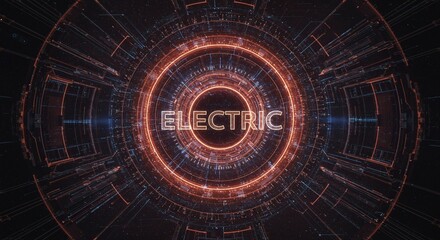 Electric Visualization: Futuristic, high-tech circular design with the word "ELECTRIC" emblazoned at the center, conveying the essence of energy and innovation.