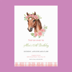 Boho with Garland Horse Invitation