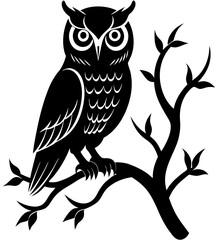 Owl Simple black silhouette, Black silhouette vector icon, silhouette illustration