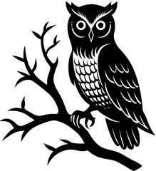 Owl Simple black silhouette, Black silhouette vector icon, silhouette illustration