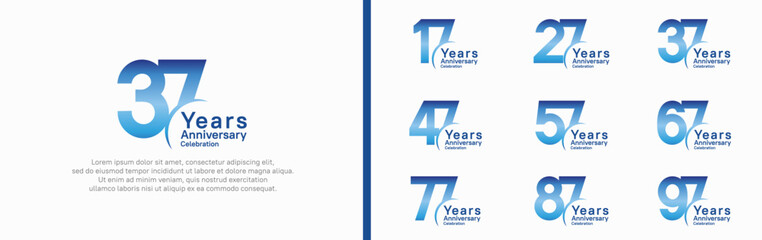 anniversary logotype set. vector design blue color can be use for special moment