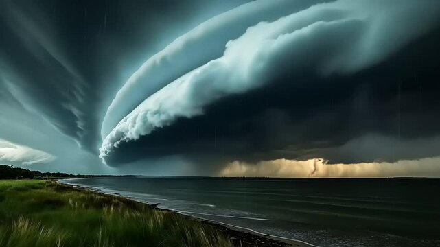 Stunning Shelf Cloud Over the Ocean: A Dramatic Seascape