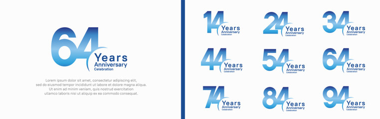 anniversary logotype set. vector design blue color can be use for special moment