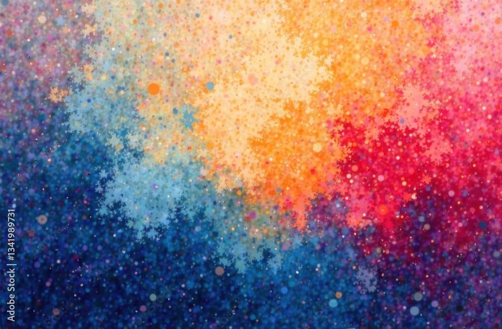 Wall mural abstract digital artwork with a vibrant blend of warm and cool colors, featuring intricate textures 