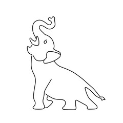 Standing elephant with its trunk up in a line art design