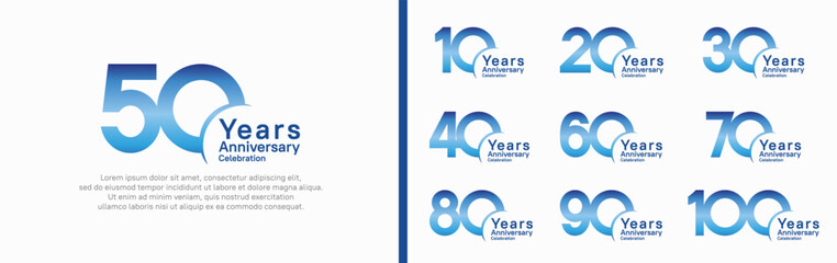 anniversary logotype set. vector design blue color can be use for special moment