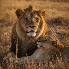 Obraz premium lion in the grass