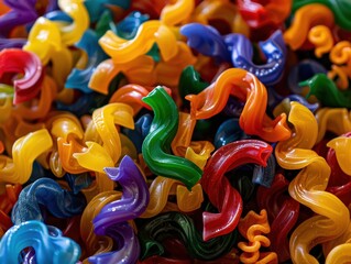 Colorful Painted Pasta Showcasing Diversity and Creativity in Natural Light