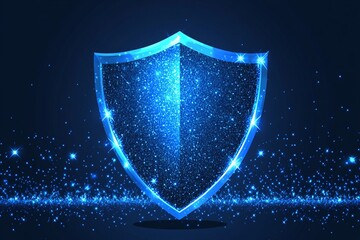 Glowing Blue Shield Digital Security Protection and Cybersecurity Concept