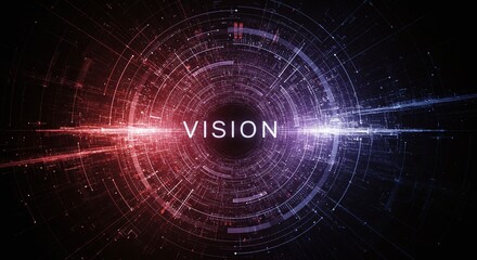 Obraz premium Vision of Future: Digital abstract design features a dynamic circle of technology with the word 