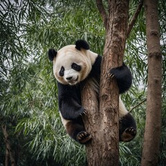 Obraz premium giant panda eating bamboo