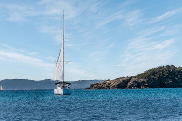 View on sailboats at sea, cote de azur