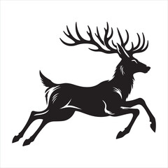Obraz premium Black silhouette of a standing deer on a white background
