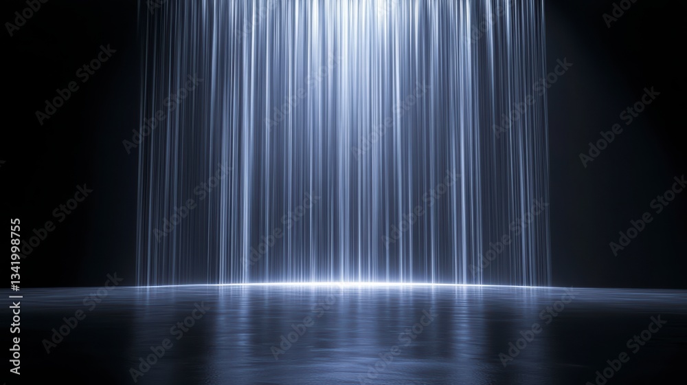 Poster illuminating lines: a captivating visual of light streams cascading downwards, creating a reflective