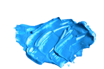 A spot of blue paint on a white background.