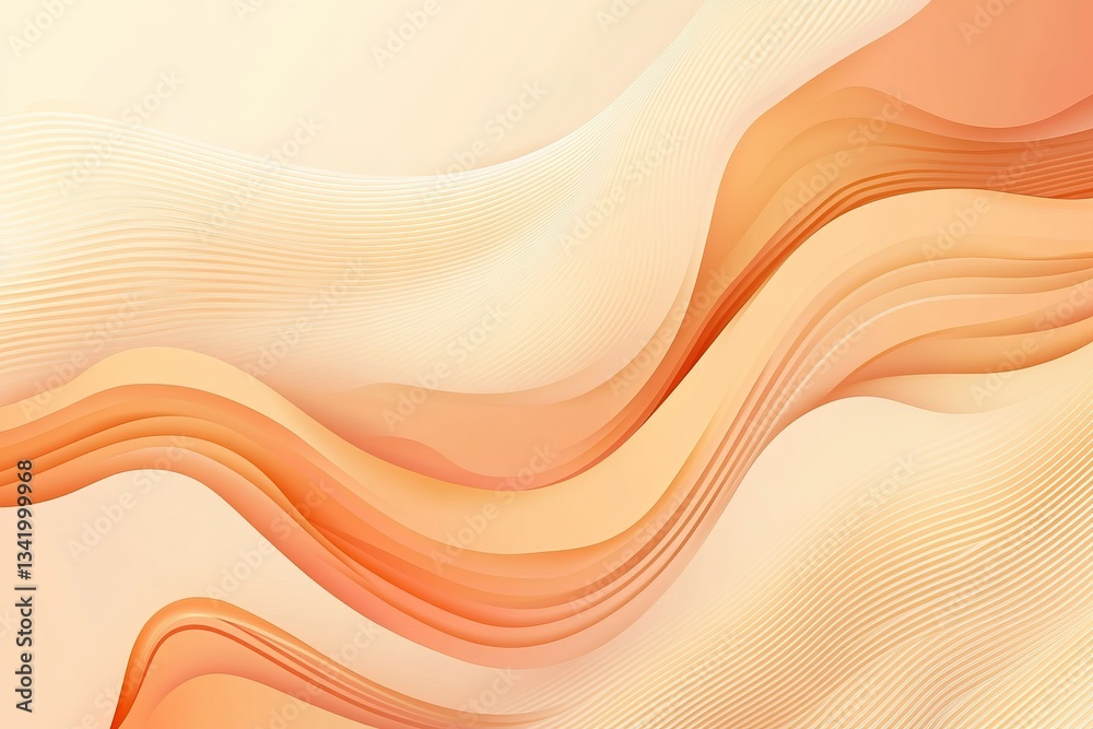 Fototapete abstract gradient orange waves flowing smoothly on a textured light peach background
