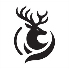 Obraz premium Black silhouette of a standing deer on a white background
