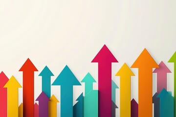 Colorful Arrows Pointing Upward Representing Growth and Progression on a White Background