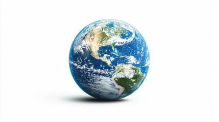 Fototapeta premium A stunning view of Earth showcasing continents and oceans against a white background. isolated on white background.