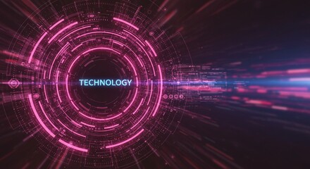 Obraz premium Digital Frontier: A vibrant composition of interconnected circuits forms a mesmerizing technological portal, symbolizing the future of technology.