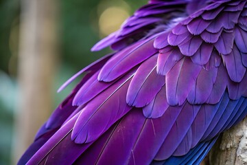 Obraz premium Macro Close-Up of Vibrant Purple Macaw Feathers with Intricate Texture