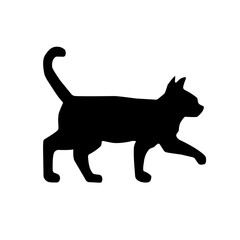 Black silhouette of a walking cat