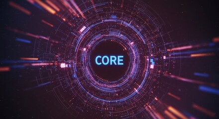 Obraz premium Knowledge Hub: Illustrative depiction of a vibrant, digital knowledge hub, featuring the central word 