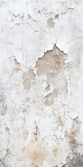 Obraz premium Weathered, cracked wall texture with peeling white paint and exposed plaster