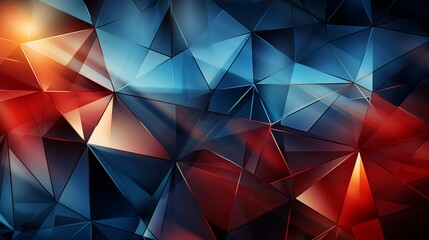 Abstract background overlapping triangles circles bold transitions in blue and red sleek and clean for advertising materials