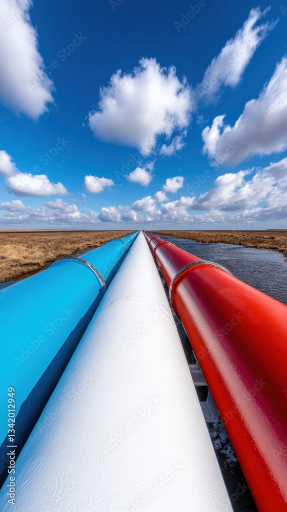 Aufkleber Next-Gen Infrastructure Visualization AI-Driven Predictive Maintenance Pipeline Network Showcasing Technological Resilience in Sustainable Industrial Landscapes