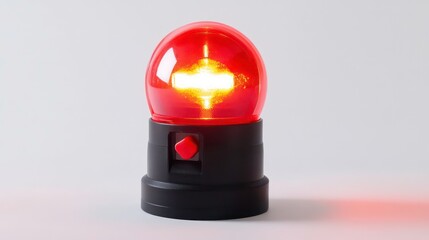 A red flashing warning light with a black base and an on/off switch. Ideal for safety demonstrations, kids' play, or creating an alert atmosphere.