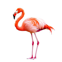 Obraz premium Graceful pink flamingo, transparent background