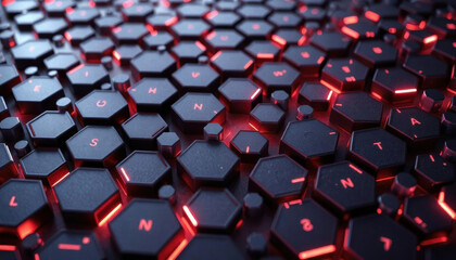 Fototapeta premium Dark hexagonal technology abstract background. Hexagon futuristic modern technology background illustration. Honeycomb texture grid. Digital hi-tech concept background. Wallpaper