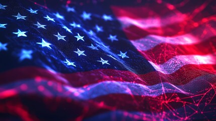 Glowing American Flag with Sparkling Light Effect. Wallpaper