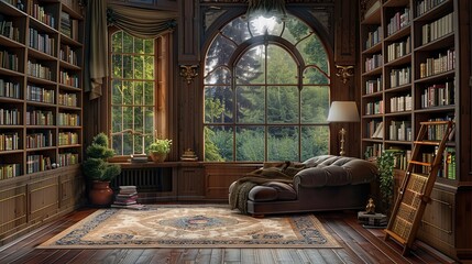 Airy and bright library room 