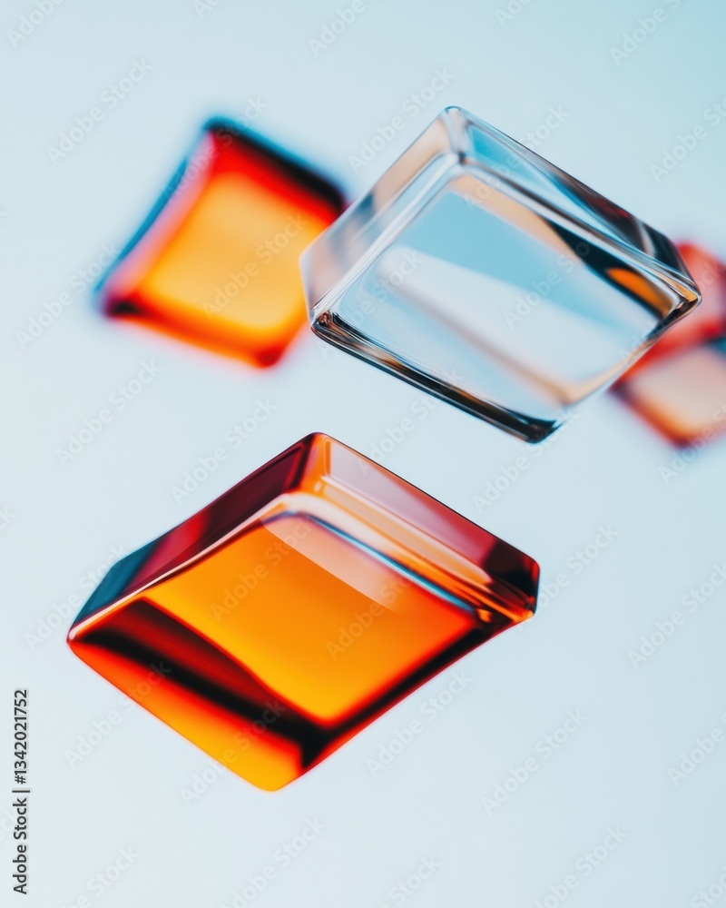 Poster Translucent Tech Elegance Prismatic Glass Blocks Redefining Digital Aesthetics in Minimalist Design - Cutting-Edge Visual Communication