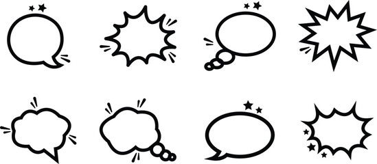 Bubble bursting shape icon in line set. isolated on transparent background
