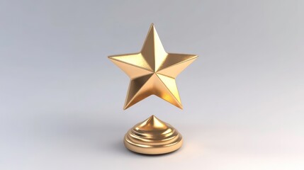A shiny gold star trophy on a pedestal, symbolizing achievement, excellence, and recognition. Perfect for award ceremonies, websites, or motivational content. (White background)